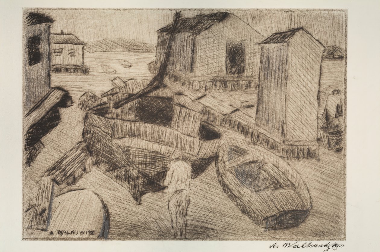 Cena de rua, prédio ou retrato, 1900. de Abraham Walkowitz