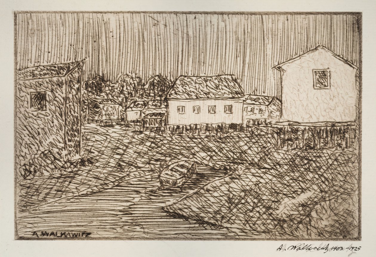 Cena de rua, prédio ou retrato, 1902-1905. de Abraham Walkowitz