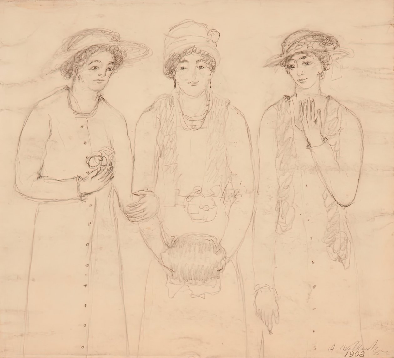 Três Mulheres, 1908. de Abraham Walkowitz