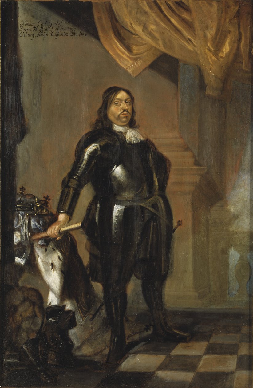 Charles X Gustav, Rei da Suécia - Retrato do Rei Charles X Gustav da Suécia (1622-1660), de Wuchters, Abraham (1610-1682). Óleo sobre cobre, meados do 17º cen. Dimensão: 35x23 cm. Museu Nacional de Estocolmo de Abraham Wuchters
