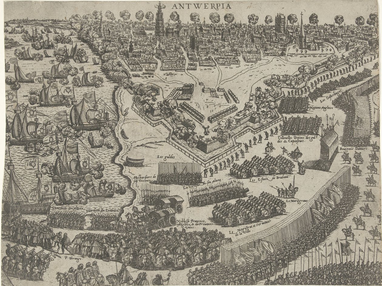 Chegada do Duque de Anjou em Antuérpia e Recepção pelo Príncipe de Orange, 1582 de Abraham de Bruyn (attributed to)