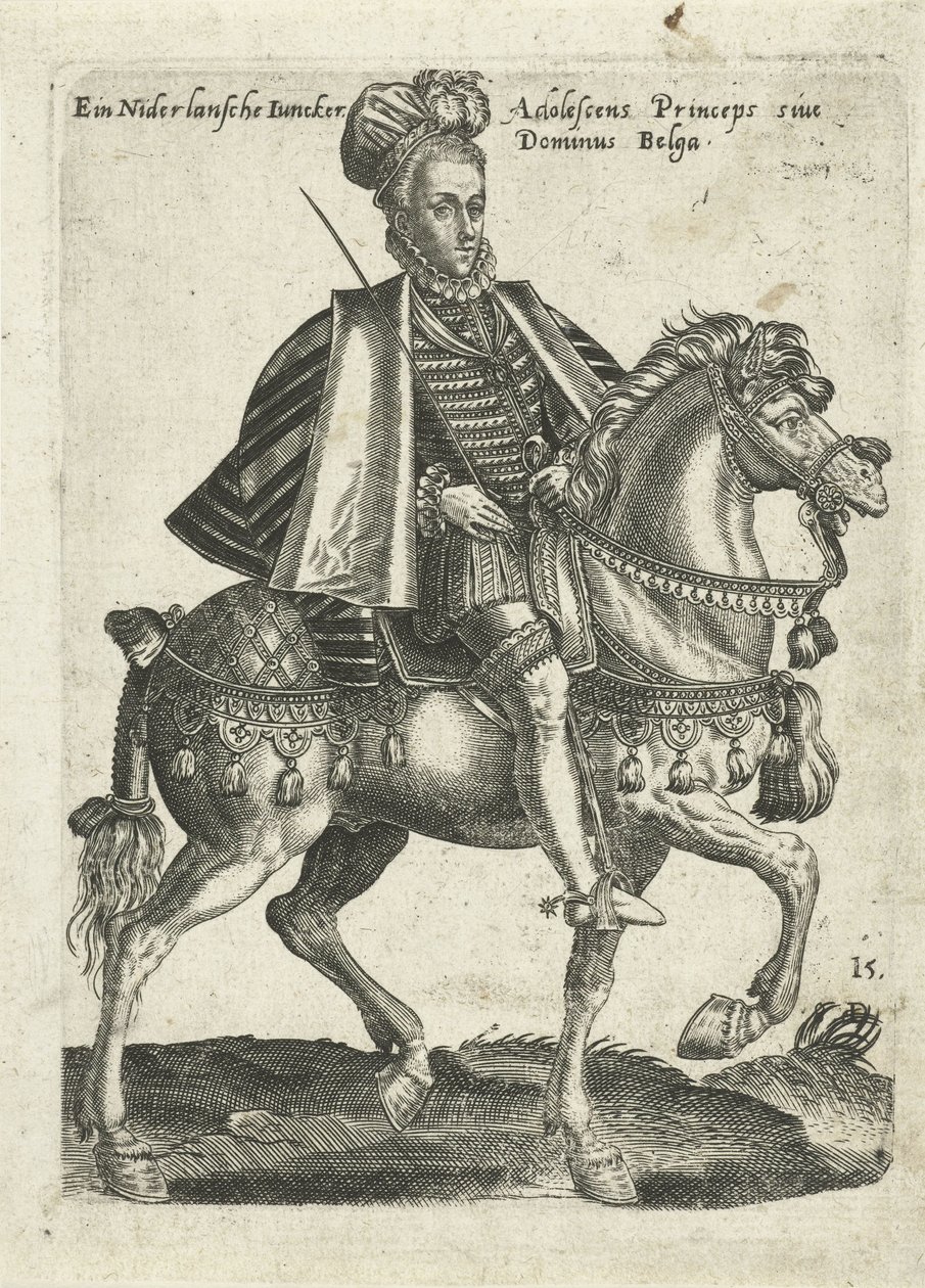 Escudeiro holandês a cavalo de Abraham de Bruyn (attributed to)