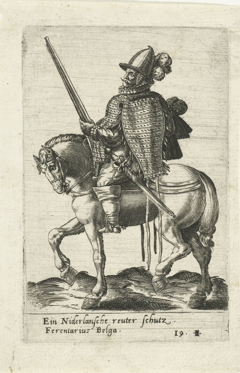 Cavaleiro holandês com rifle de Abraham de Bruyn (attributed to)