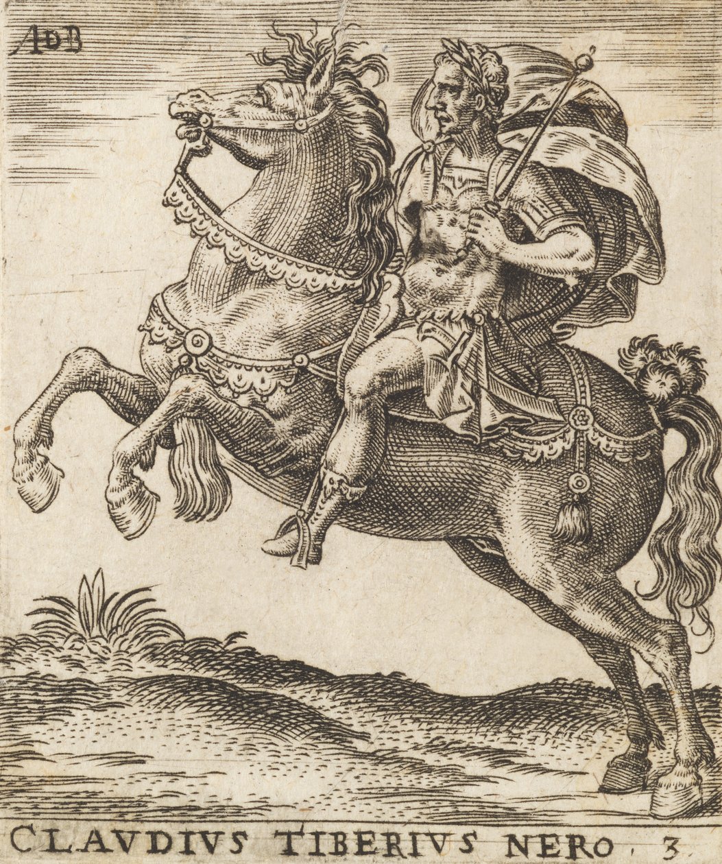 Cláudio Tibério Nero de Doze Césares a Cavalo, ca. 1565-1587., c. 1565-1587. de Abraham de Bruyn