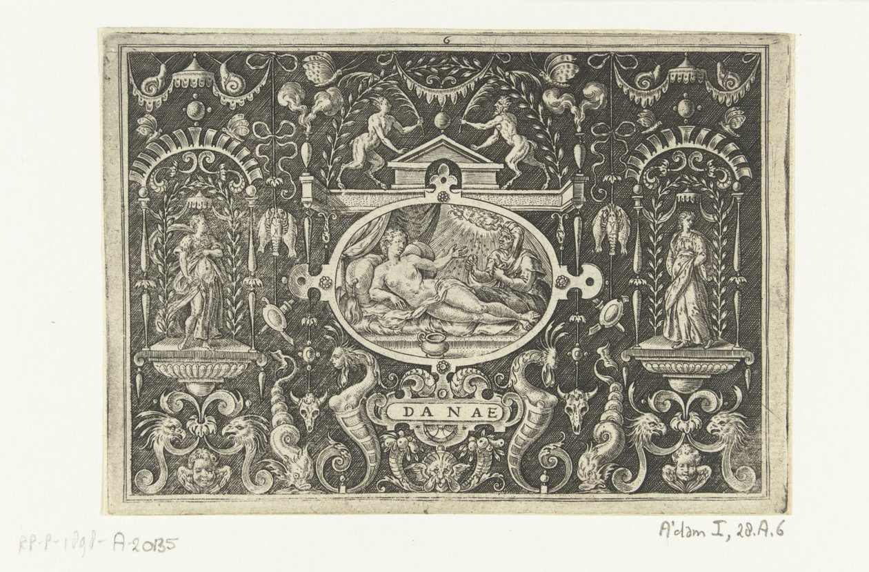 Danae e Júpiter como chuva de moedas de ouro
DANAE (título sobre o objecto) de Abraham de Bruyn