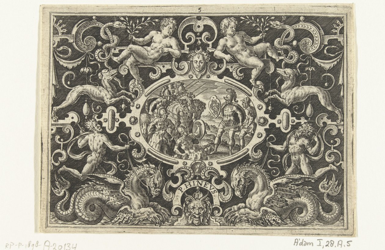 Perseu mostra seu escudo Medusa para Fineu PHINEUS (título no objeto) de Abraham de Bruyn