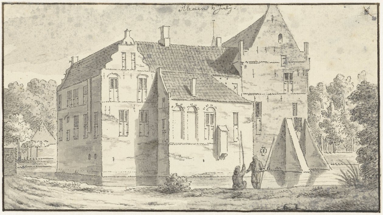 Casa de Rhaen em Overijssel, dois pescadores na frente de Abraham de Haen (II)