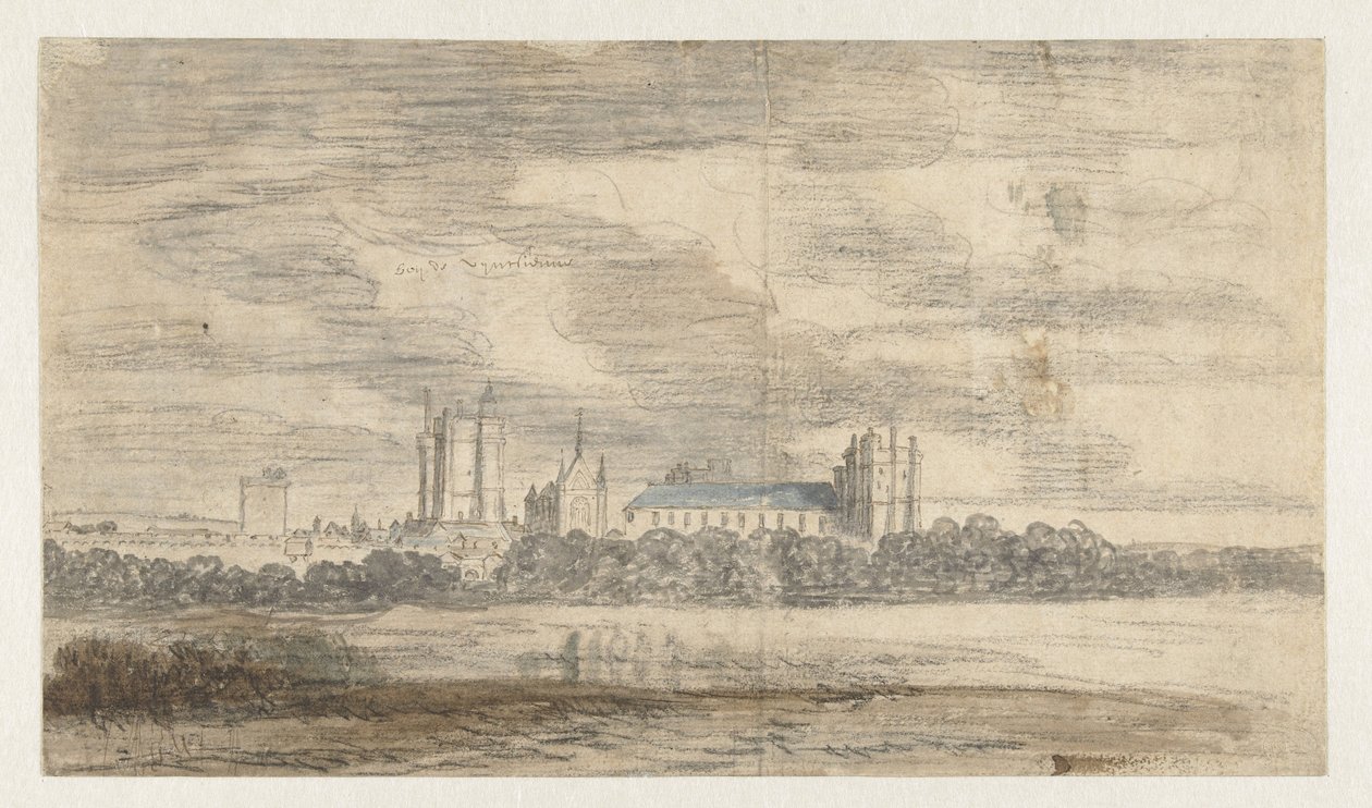 Vista do castelo de Vincennes, atrás de uma fileira de árvores de Abraham de Verwer