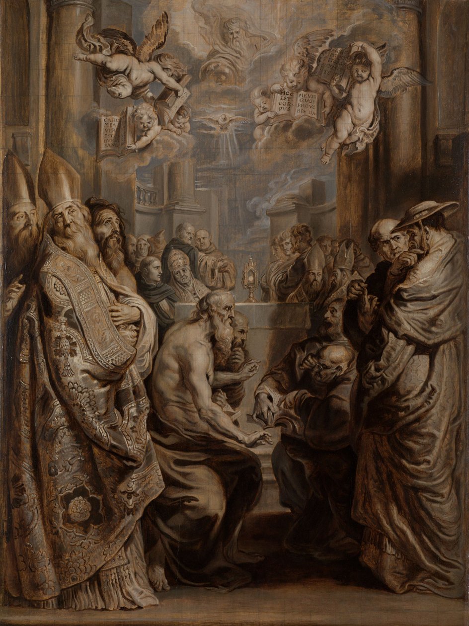 A disputa sobre a presença de Cristo na Eucaristia de Abraham van Diepenbeeck