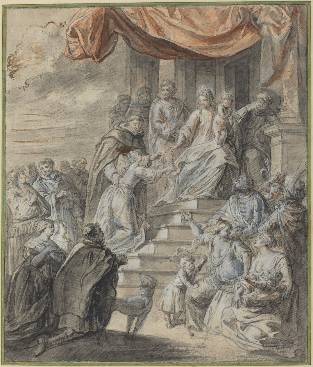 Madonna e Criança com Rosário e Santo de Abraham van Diepenbeeck