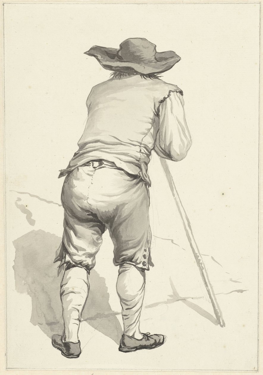 Homem inclinado para a frente num pau, visto de trás de Abraham van Strij (I)