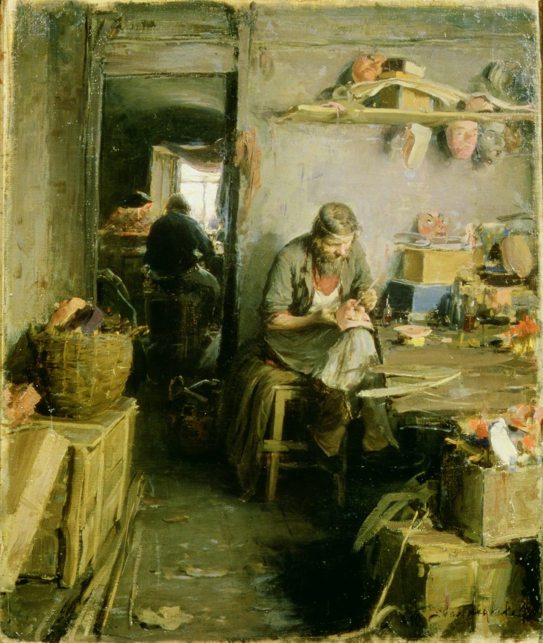 No estúdio de máscaras, 1897 de Abram Efimovich Arkhipov