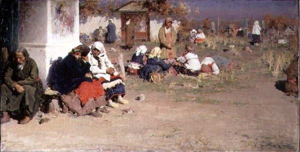 Radonice antes da missa de Abram Efimovich Arkhipov