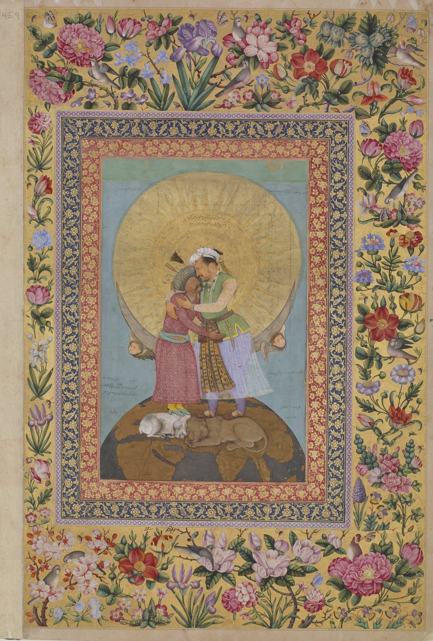 O Álbum de São Petersburgo: Representação alegórica do Imperador Jahangir e do Xá de Abul Hasan