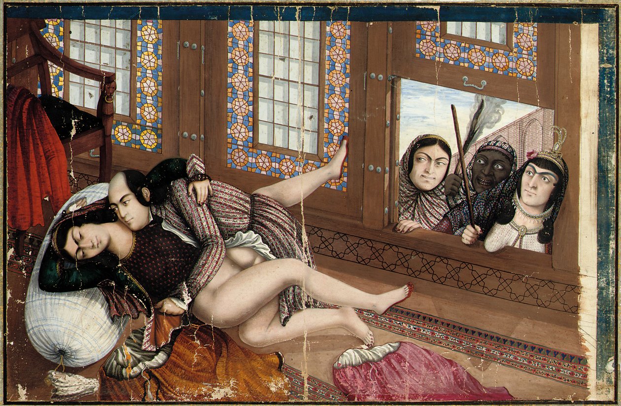 Amantes abraçados, segunda metade do século XIX (guache sobre papel) (ver também 2629159-60) de Abu