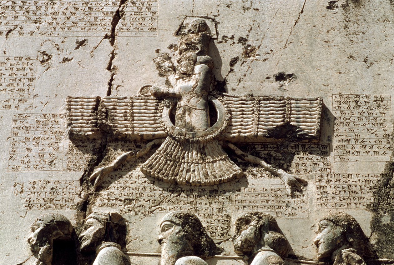 Farr (fortuna dada por deus), detalhe do Monumento de Dario, 521-19 aC de Achaemenid