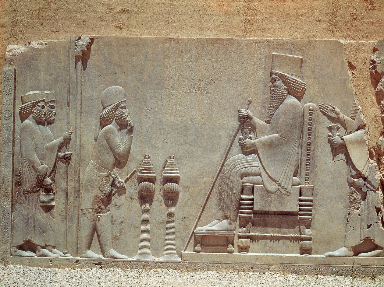 Um oficial mediano em homenagem ao rei Dario I do Tesouro, c.515 aC (calcário) (ver também 209288) de Achaemenid