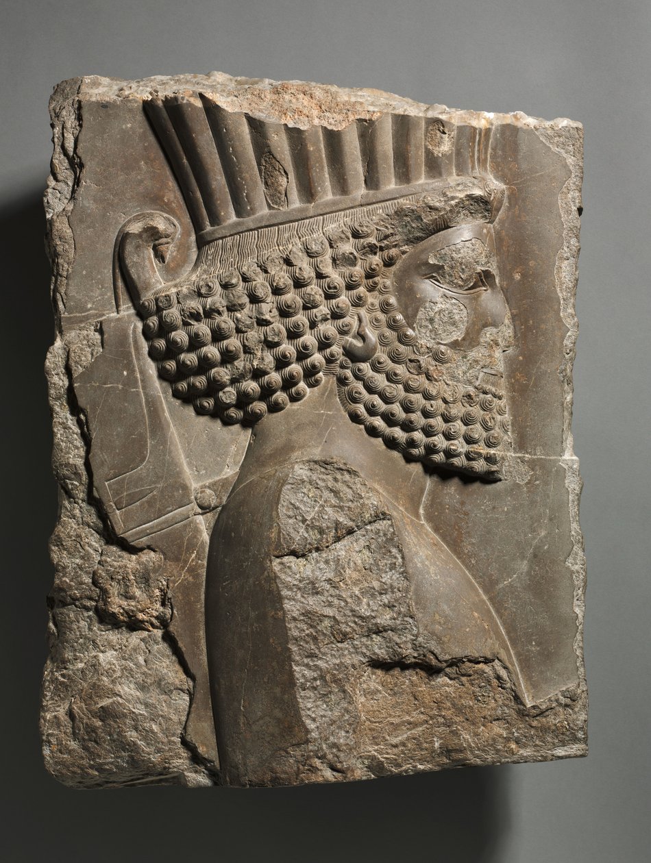 Fragmento de uma decoração de parede do Palácio de Xerxes, Persépolis: "Guarda" em procissão, 486-465 aC de Achaemenid