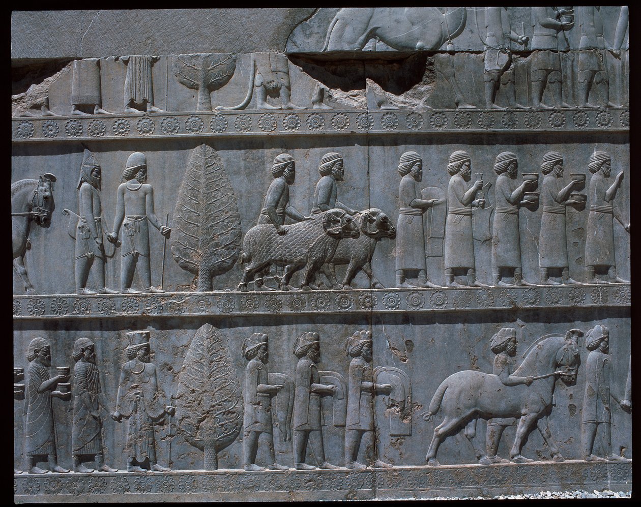 Vista dos relevos das escadas orientais de Achaemenid
