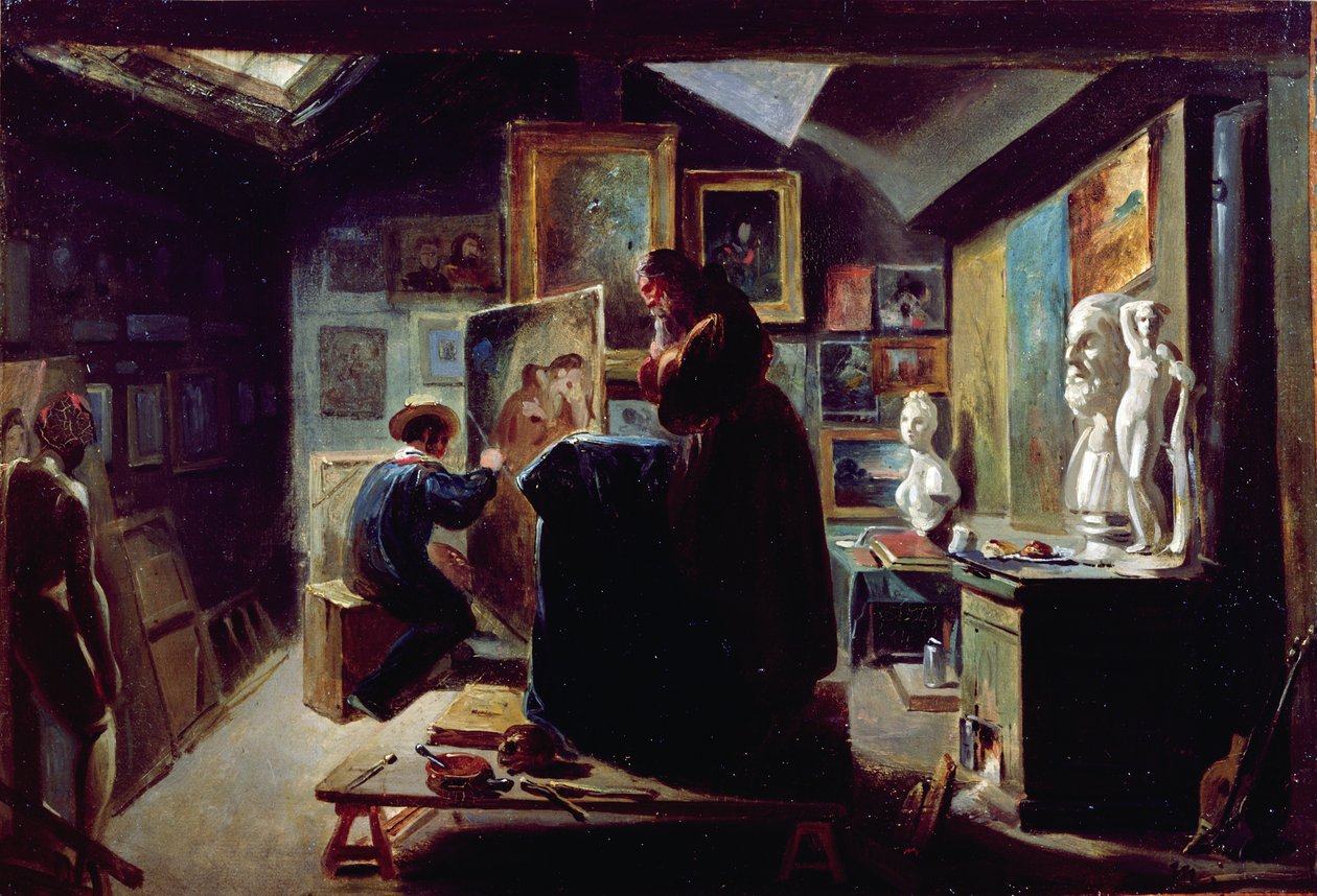 No estúdio do artista, 1820-30 de Achille Devéria