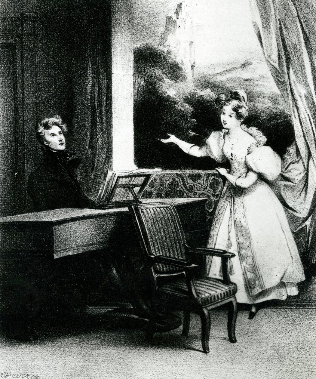 O artista, 1831 (litografia) de Achille Devéria