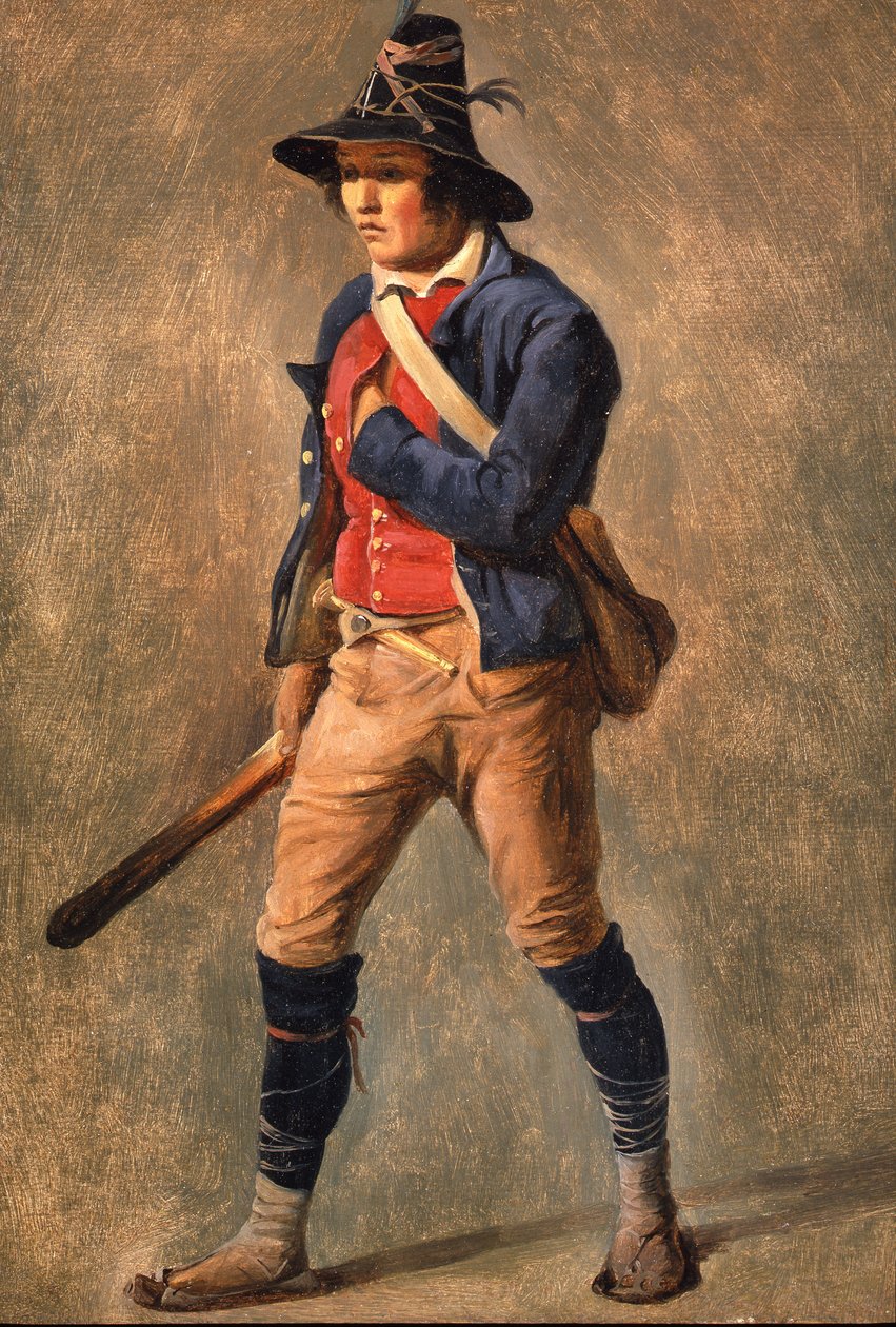 Um de um par de estudos italianos, 1820 (óleo sobre papel colocado sobre tela) de Achille Etna Michallon