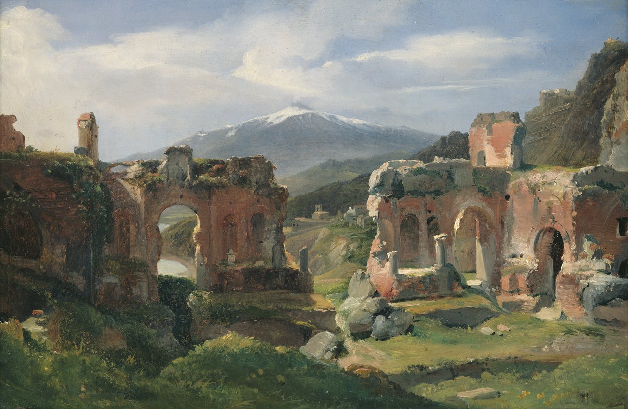 Ruínas do Teatro de Taormina de Achille Etna Michallon