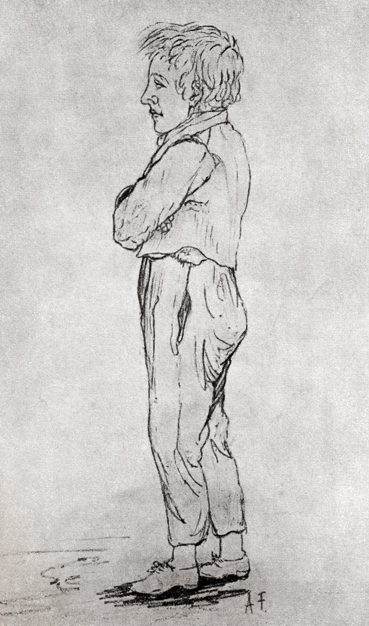Esboço de Gustave Flaubert quando criança, de Gustave Flaubert, publicado em 1935 de Achille Flaubert