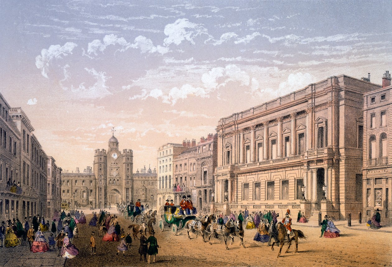 St James Palace e Conservative Club, impressão feita pelo Ch. Riviere, 1862 de Achille Louis Martinet