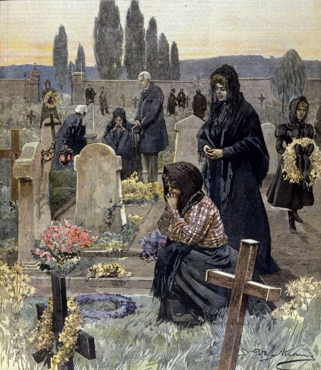 All Saints in Italy in 1899. ilustração de Achille Beltrame. de Achille Beltrame