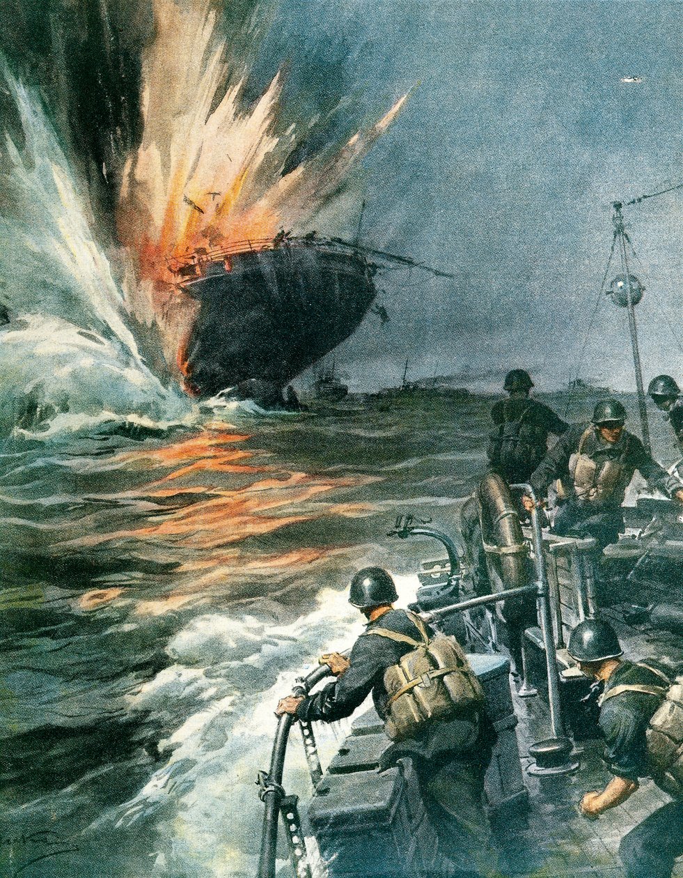 Navio mercante britânico afundado pelo MAS italiano no Mediterrâneo, 3 de agosto de Achille Beltrame