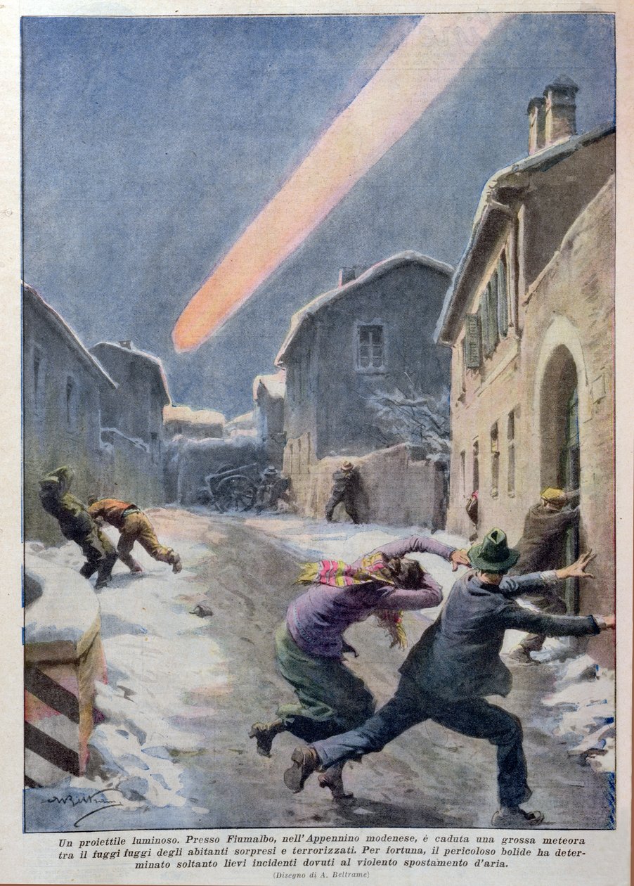 Queda de um Meteorito nos Appennines, Itália de Achille Beltrame