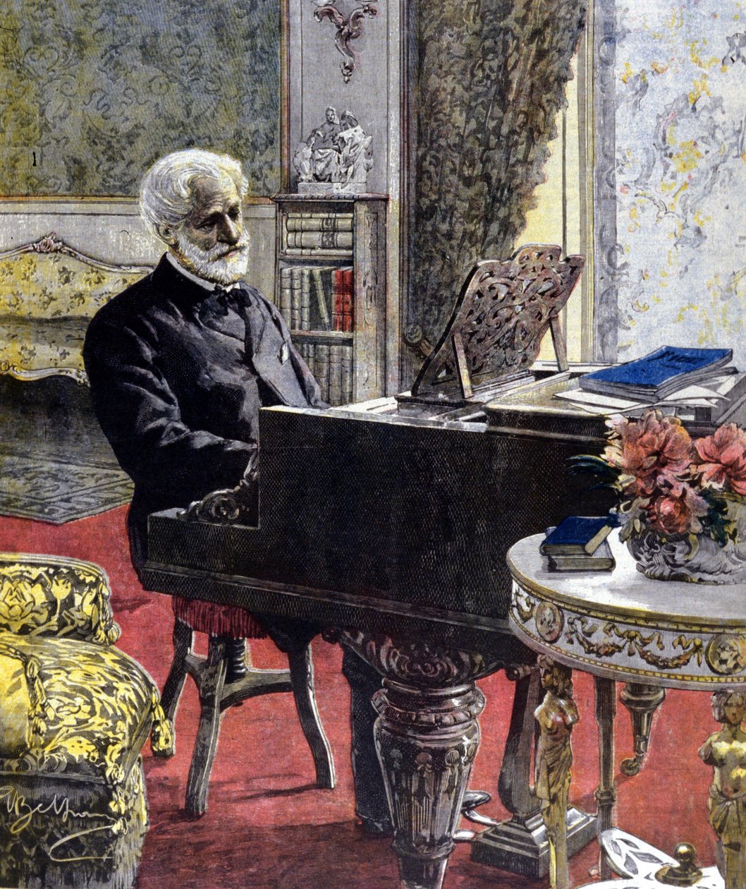Giuseppe Verdi em Milão, em 1899. ilustração de Achille Beltrame. de Achille Beltrame