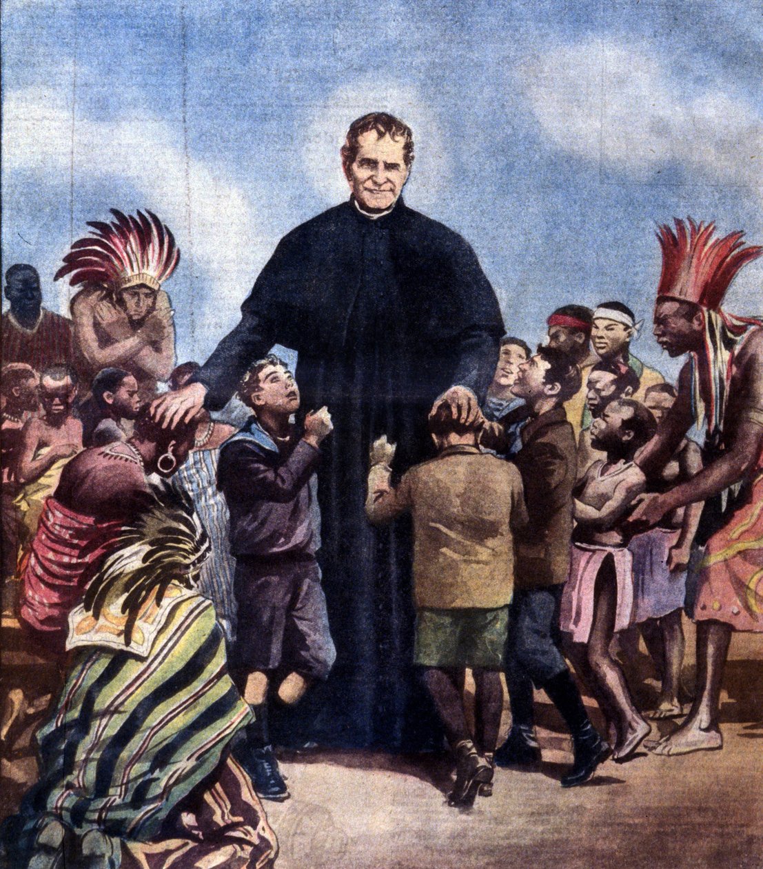 São João Bosco. Giovanni Bosco, também conhecido como padre italiano Dom Bosco (1815-1888). Ilustração de Achille Beltrame de Achille Beltrame