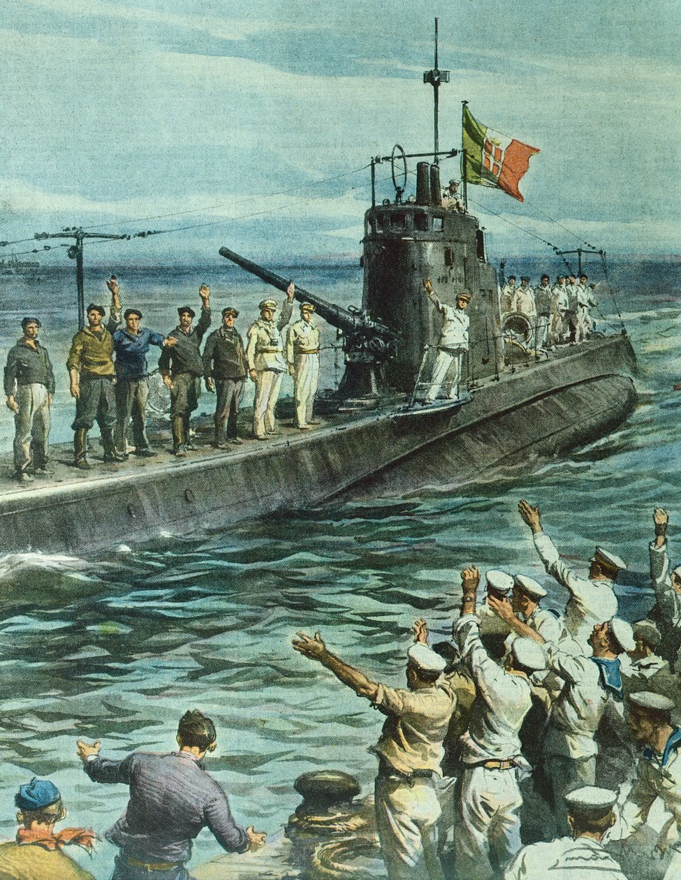 Submarino de regresso à base, 7 de Setembro de Achille Beltrame