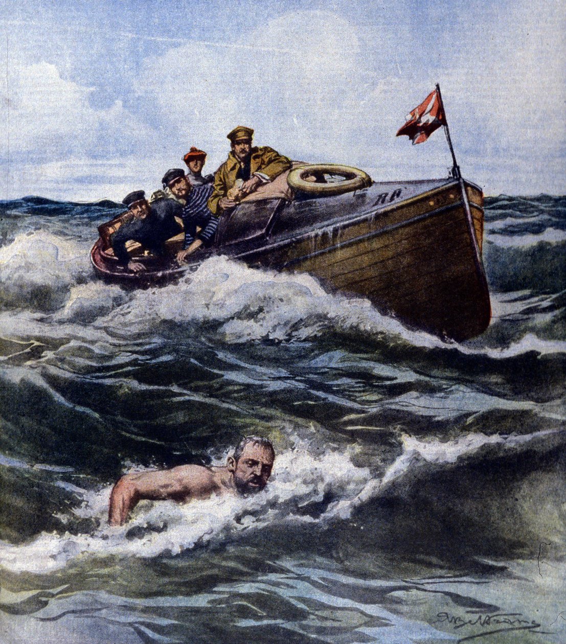 Thomas Burgess, um nadador inglês a viver em França, bateu o recorde da travessia do Canal da Mancha em 6 de Setembro de Achille Beltrame