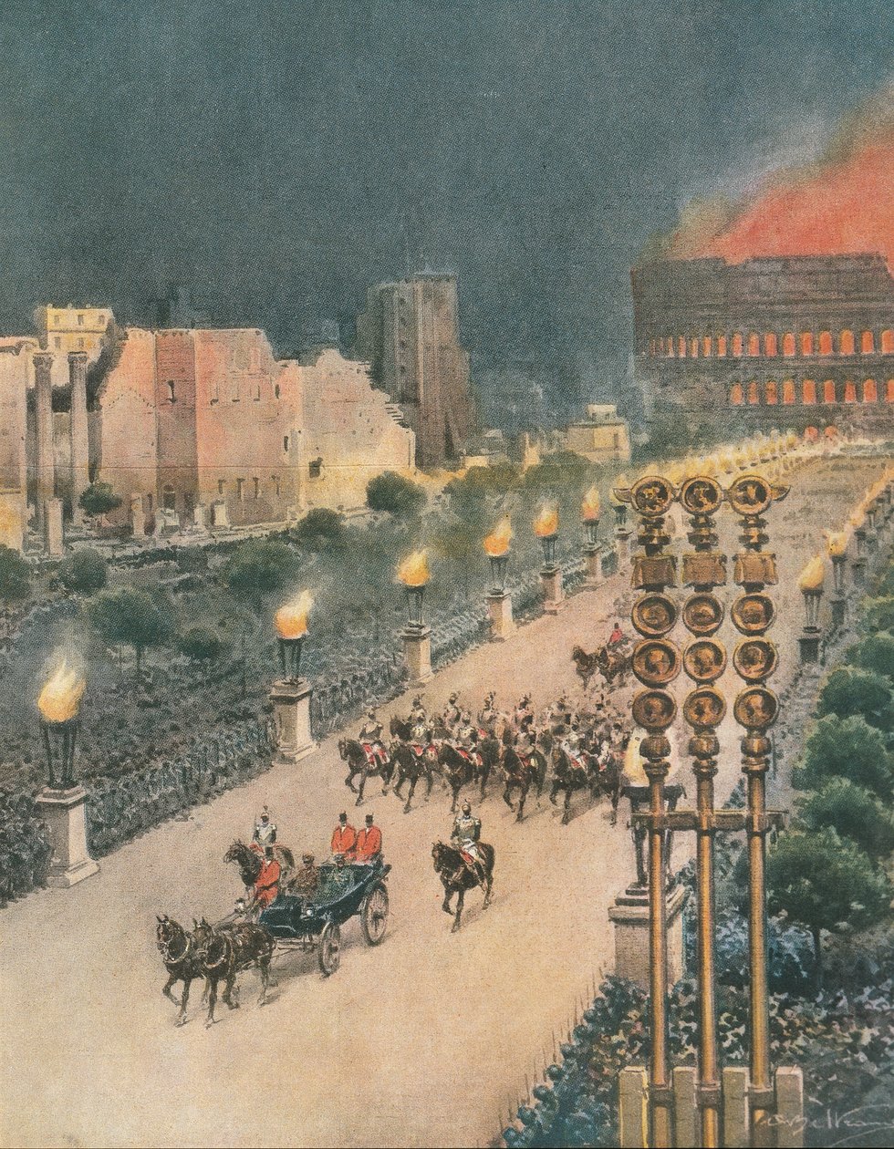 Entrada triunfal de Adolf Hitler em Roma, ilustração do 