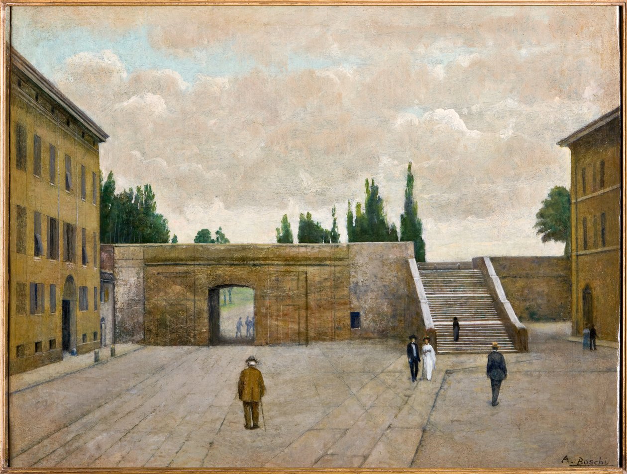 Porta San Francesco em Modena (óleo sobre tela) de Achille Boschi