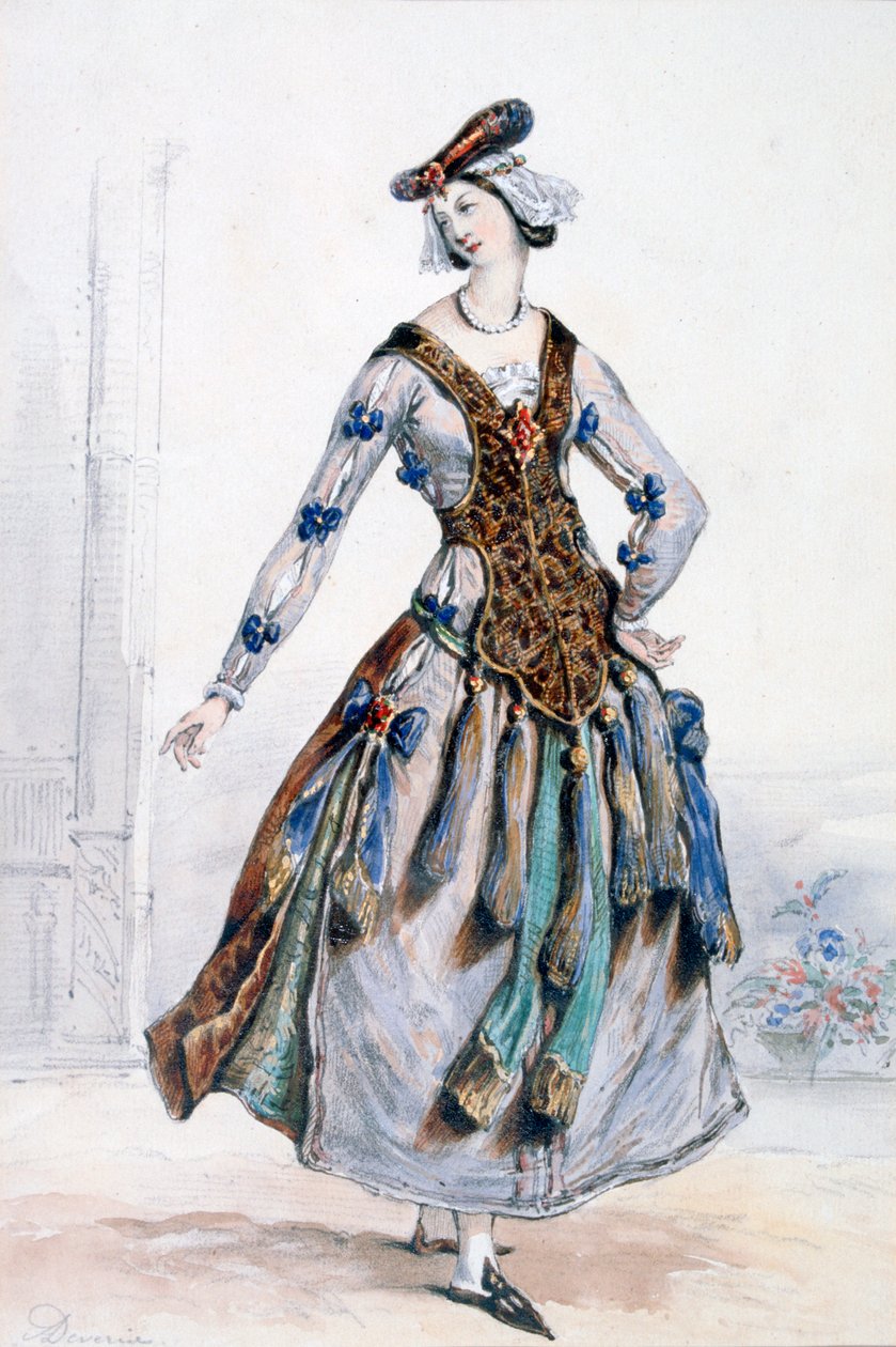 Mademoiselle Sophie, figurino para uma ópera, c1820-1857 de Achille Devéria