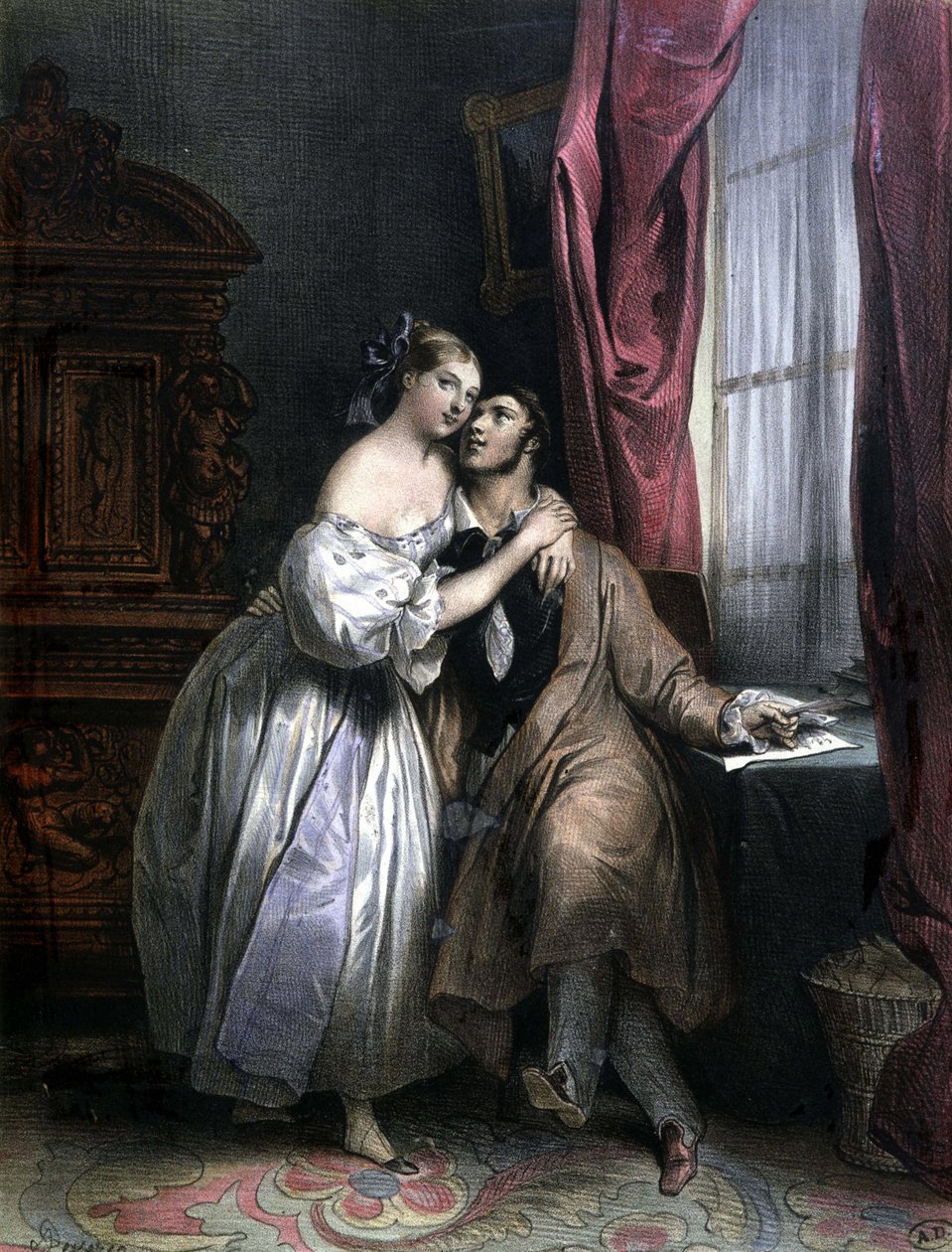 Enlaces lovers - por Achille Deveria, litografia de Achille Devéria