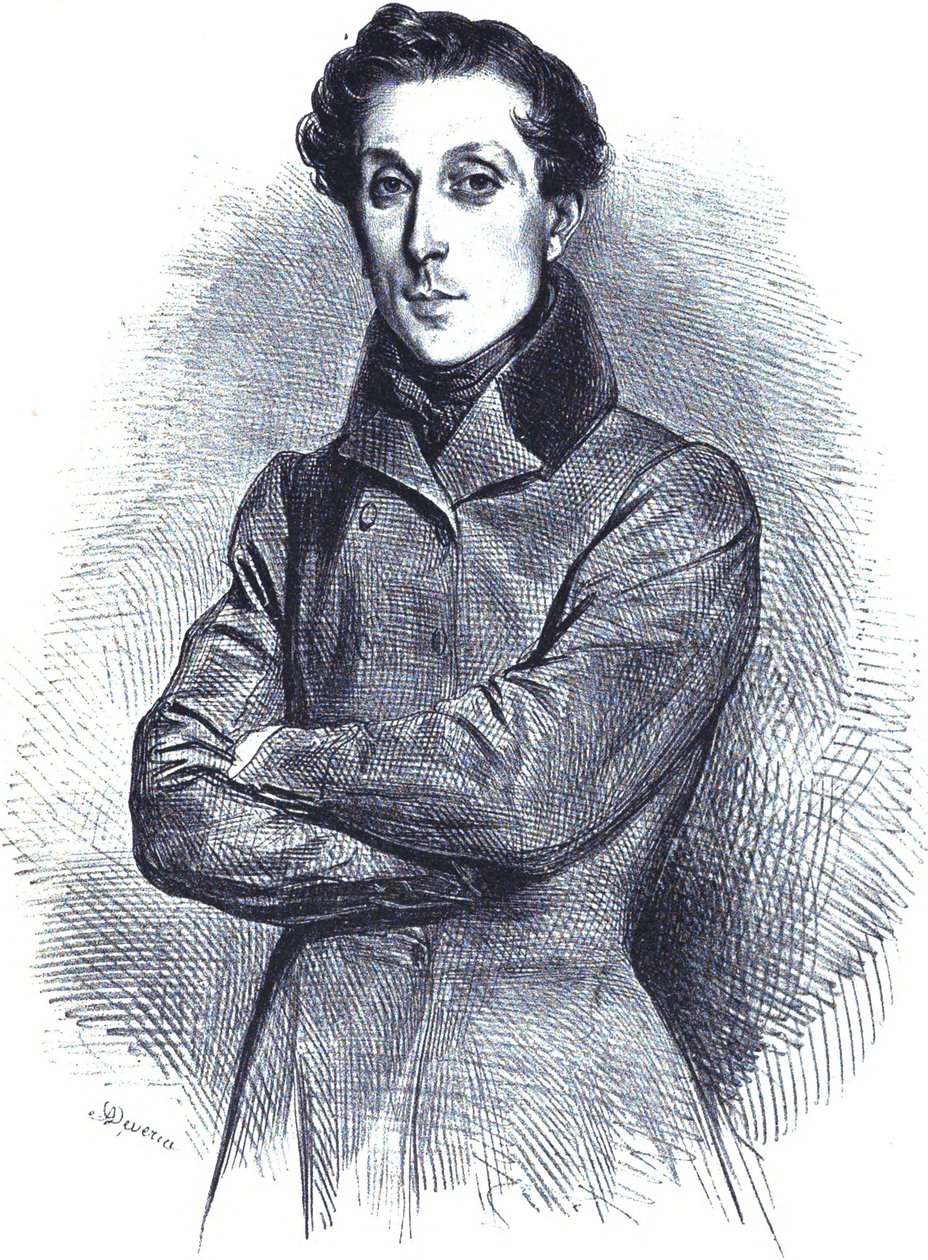 Retrato do arquiteto francês Alphonse de Gisors, retrato litográfico de Achille Devéria