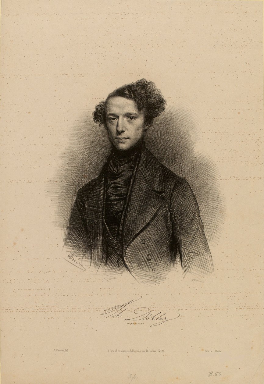 Retrato do compositor Theodor Döhler 1814-1856. de Achille Devéria