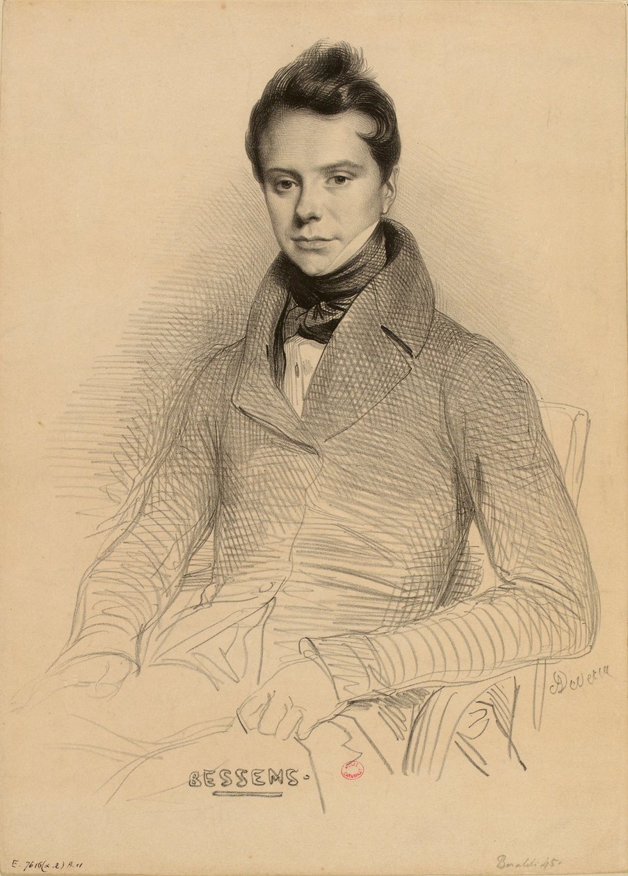 Retrato do violinista e compositor Antoine Bessems 1806-1868, 1832. de Achille Devéria