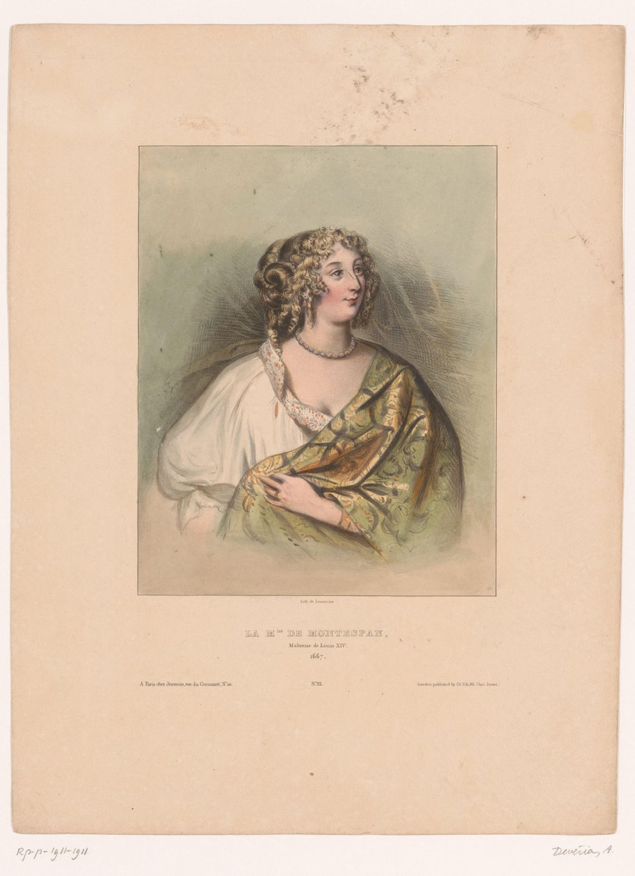 Retrato de Madame de Montespan
La M.ise de Montespan, maîtresse de Louis XIV, 1667 (título sobre o objecto)
Mulheres famosas (título da série) de Achille Devéria