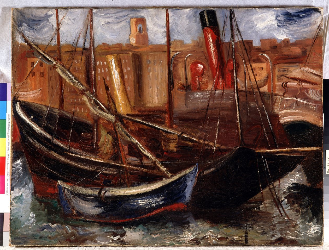 Barcos e embarcações no antigo porto de Marselha de Achille Emile Othon Friesz