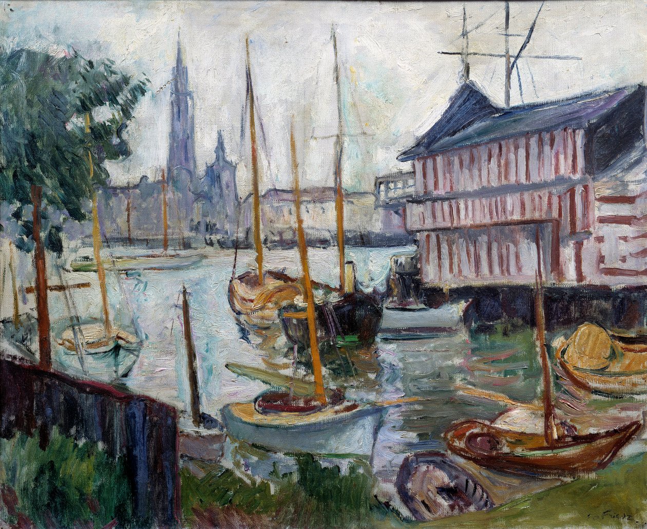 Lago com barcos de pesca Pintura de Achille-Emile (Achille Emile) Othon Friesz (1879-1949) Século XX Le Havre, Musee des Beaux Arts de Achille Emile Othon Friesz