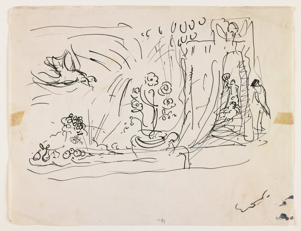 Natureza morta com flores (caneta e tinta preta) de Achille Emile Othon Friesz