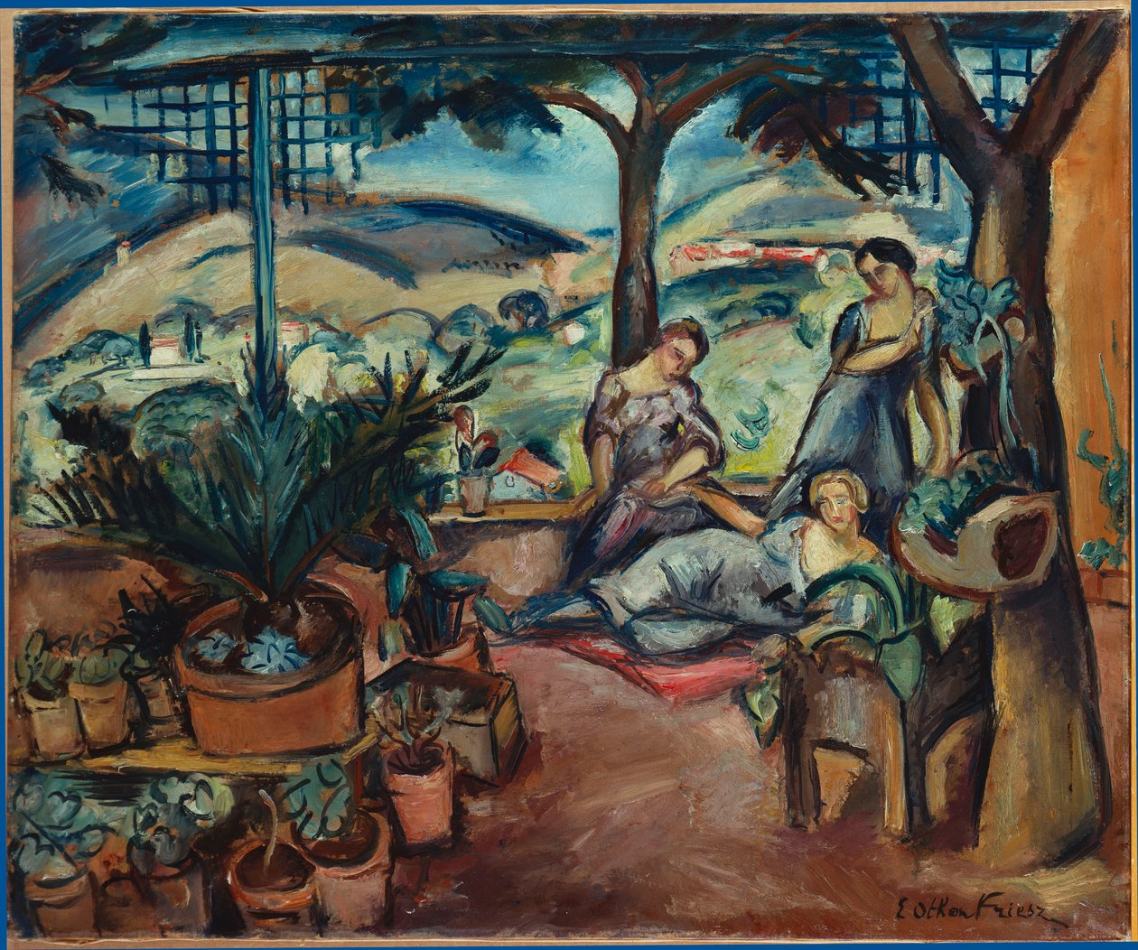 Women on the Terrace (óleo sobre tela) de Achille Emile Othon Friesz