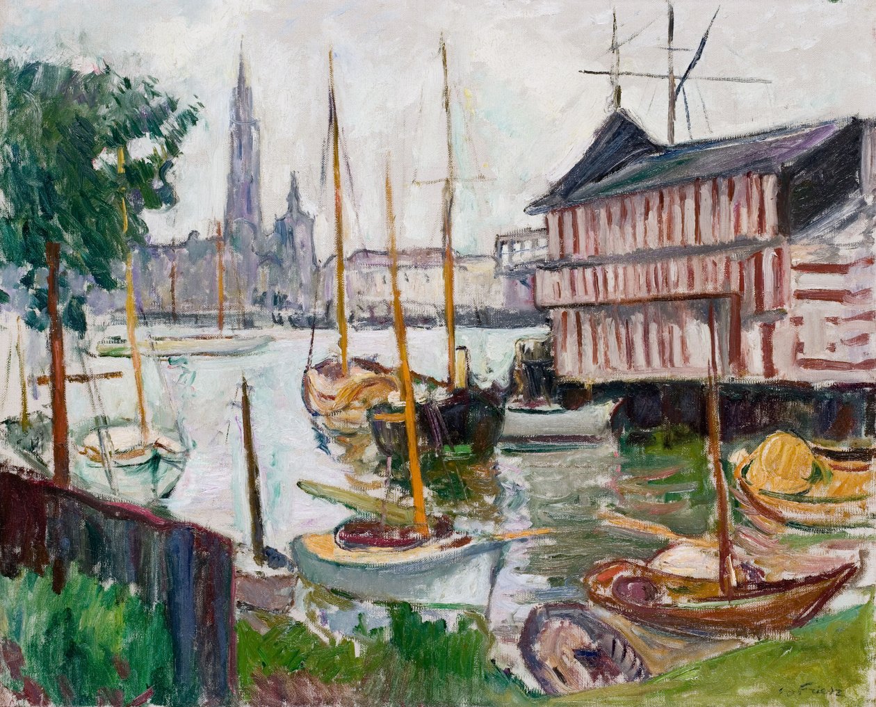 Bacia do iate em Sainte-Anne, Antuérpia de Achille Emile Othon Friesz