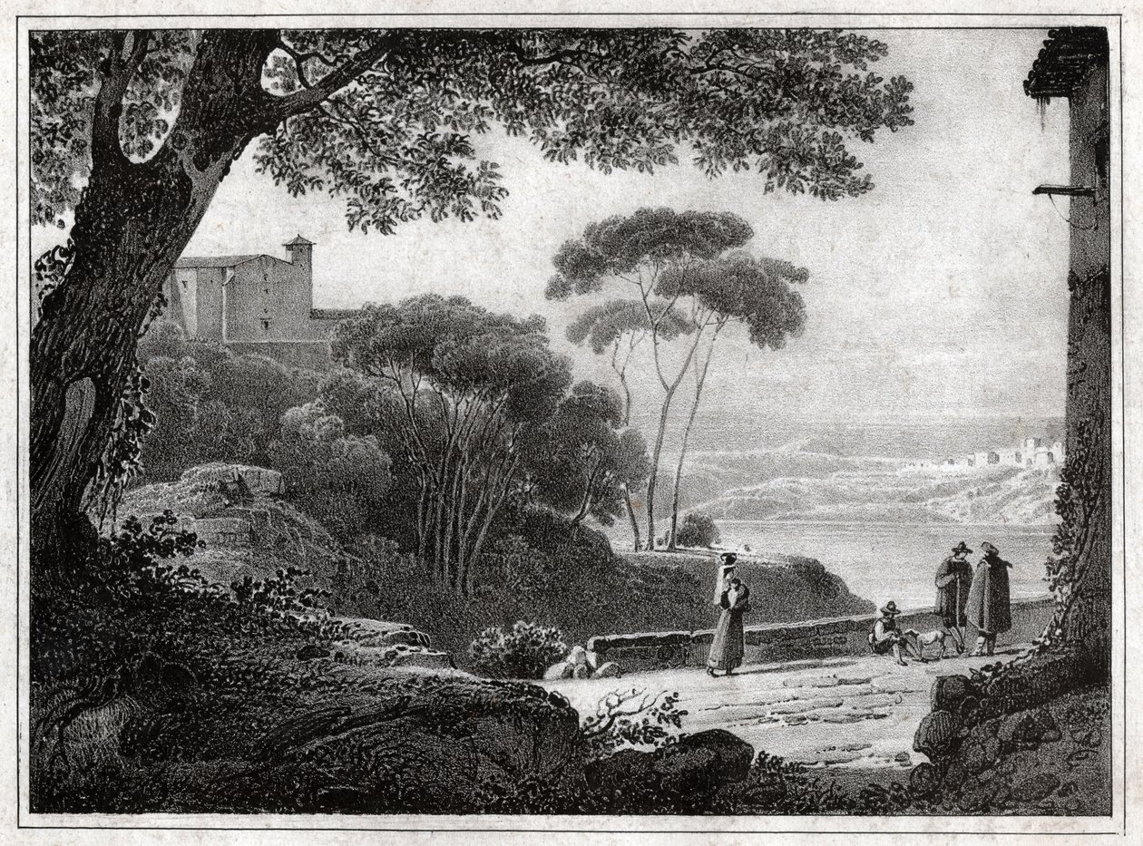 Lago Albano. (gravada por volta de 1820) de Achille Etna Michallon